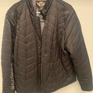 Harley-Davidson quilted women's jacket. Bodice tie in back with logo down sleeve